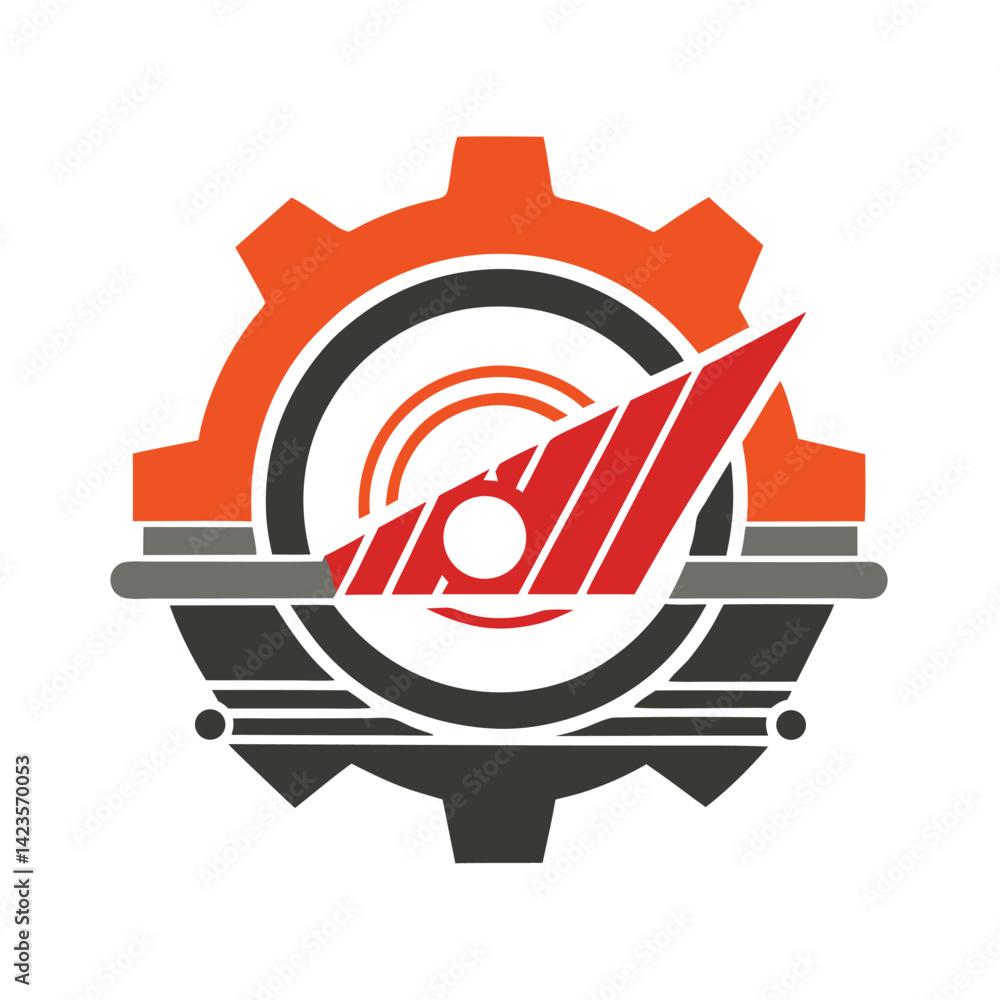 Poster minimalist automotive parts logo featuring precise design elements with gear and streamlined shapes 