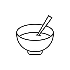 Soup bowl with spoon icon isolated on white background