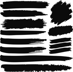 Black Ink Brush Strokes Design Elements Set for Artistic Projects