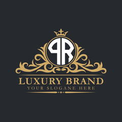 Luxury letter logo with crown initial monogram calligraphic.
