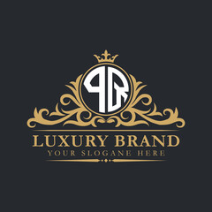 Luxury letter logo with crown initial monogram calligraphic.
