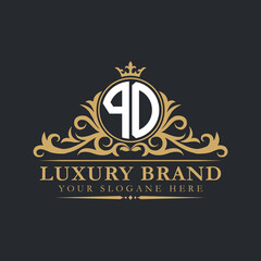 Luxury letter logo with crown initial monogram calligraphic.
