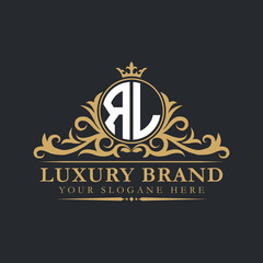 Luxury letter logo with crown initial monogram calligraphic.

