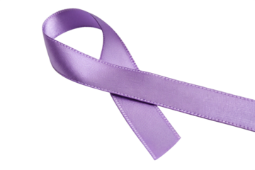 Purple ribbon for awareness isolated on transparent background