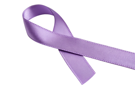 Purple ribbon for awareness isolated on transparent background
