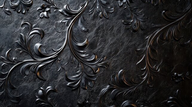 Dark baroque wallpaper with leather texture and backdrop