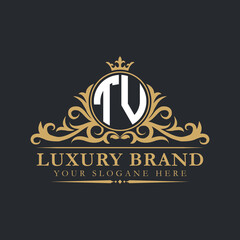 Luxury letter logo with crown initial monogram calligraphic.
