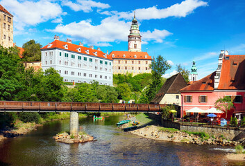 Fototapeta premium Cesky Krumlov cityscape with castle and old town, Czech Republic