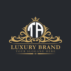 Luxury letter logo with crown initial monogram calligraphic.
