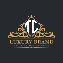 Luxury letter logo with crown initial monogram calligraphic.
