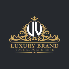 Luxury letter logo with crown initial monogram calligraphic.
