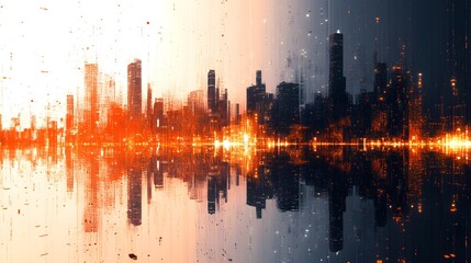 Fototapeta premium Intriguing abstract cityscape sound visualization art.