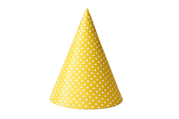 Birthday Party mix yellow polka dot party hat isolated on transparent background