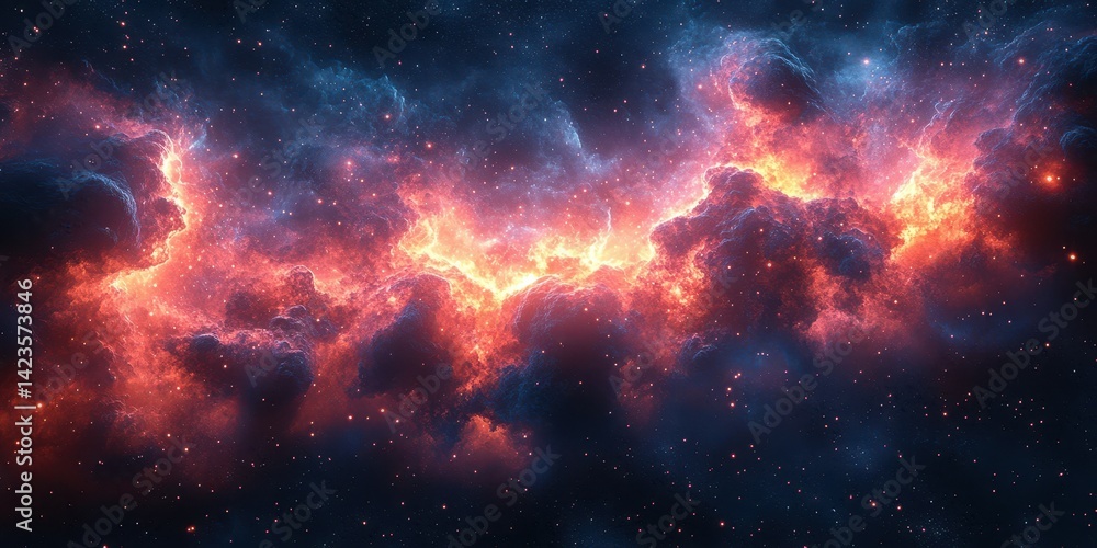 Poster vibrant cosmic nebula showcasing brilliant colors and intricate patterns against a starry backdrop i