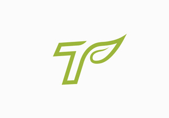 T letter logo, T + leaf logo, leaf logo design, eco-friendly logo, nature logo,