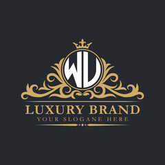 Luxury letter logo with crown initial monogram calligraphic.
