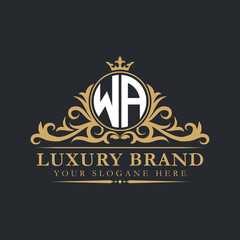 Luxury letter logo with crown initial monogram calligraphic.
