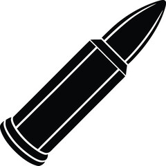 Ammunition Bullet in Black | Tactical Silhouette Vector for Print, Military & Design Projects