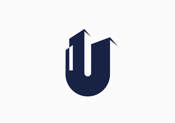 U BUILDING  LOGO  U + Building Logo Design | Urban Construction & Real Estate Branding


