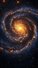 Obraz premium Amazing spiral galaxy with bright core and glowing stars in deep space