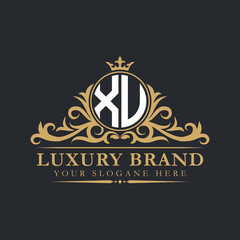 Luxury letter logo with crown initial monogram calligraphic.
