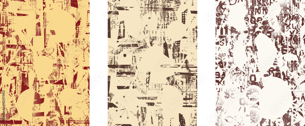 Aufkleber Background with glitch distorted grunge textures . grunge background texture with halftone dots, glitched shapes, textures and lines .Screen print vector background with grunge textured surface.