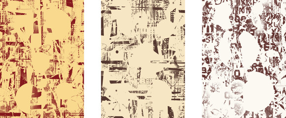 Background with glitch distorted grunge textures . grunge background texture with halftone dots, glitched shapes, textures and lines .Screen print vector background with grunge textured surface.