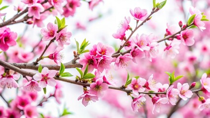 Obraz premium Blooming Peach Tree Branches, Pink Flowers, Spring Garden Photography, Beautiful Blossom