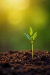 Small Plant Emerging from the Soil Highlights Nature's Resilience