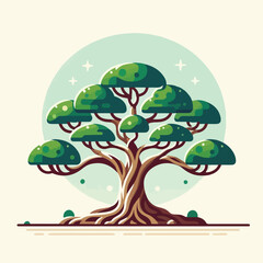 beautiful banyan tree vector image