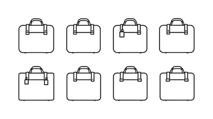 Hand Luggage with Tags line art illustration travel accessories design