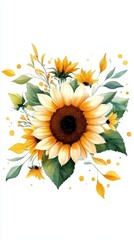 Watercolor Sunflower Bouquet