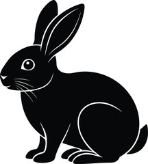 Cute Bunny in Black | Rabbit Silhouette Vector for Print, Easter Crafts & Animals Vector File