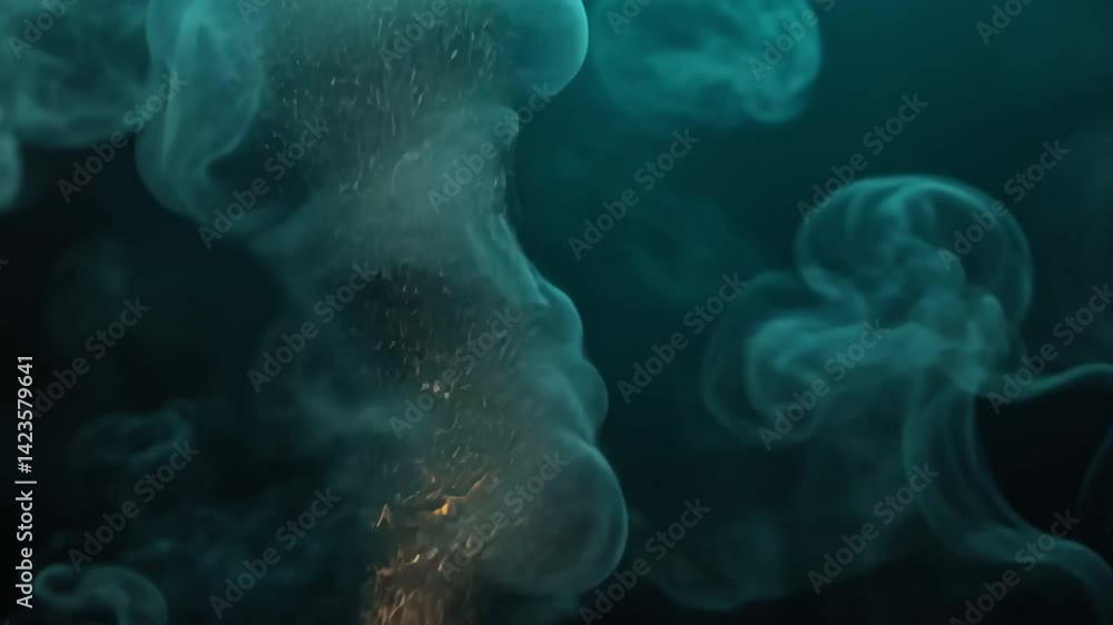 Poster mesmerizing display of swirling smoke and sparks creates ethereal atmosphere, where light and shadow