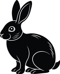 Obraz premium Cute Bunny in Black | Rabbit Silhouette Vector for Print, Easter Crafts & Animals Vector File