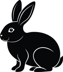 Cute Bunny in Black | Rabbit Silhouette Vector for Print, Easter Crafts & Animals Vector File