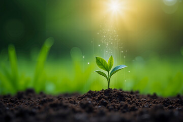 Small Plant Emerging from Soil Symbolizing New Beginnings