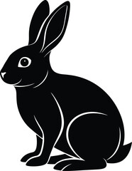 Cute Bunny in Black | Rabbit Silhouette Vector for Print, Easter Crafts & Animals Vector File