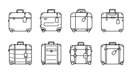 Hand Luggage with Tags line art illustration stylish travel gear icon