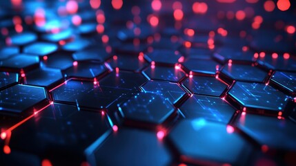 Fototapeta premium Futurist wallpaper background with floating grids and dark metallic base