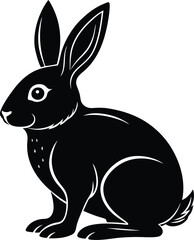 Cute Bunny in Black | Rabbit Silhouette Vector for Print, Easter Crafts & Animals Vector File