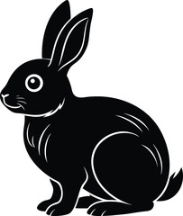 Cute Bunny in Black | Rabbit Silhouette Vector for Print, Easter Crafts & Animals Vector File
