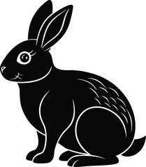 Cute Bunny in Black | Rabbit Silhouette Vector for Print, Easter Crafts & Animals Vector File