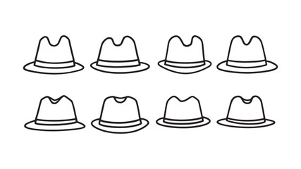 hats line art elegant and trendy outline of fashionable headgear
