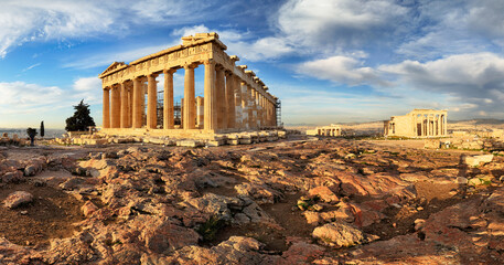 Parthenon temple on day. Acropolis in Athens, Greece