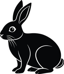 Cute Bunny in Black | Rabbit Silhouette Vector for Print, Easter Crafts & Animals Vector File