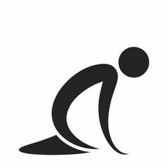 Minimalist icon, abstract human figure, bowing posture 