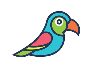 Obraz premium Vibrant Colorful Parrot Silhouette Vector Graphic . A colorful, stylized line art silhouette of a parrot. 