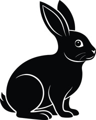 Cute Bunny in Black | Rabbit Silhouette Vector for Print, Easter Crafts & Animals Vector File