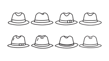 hats line art elegant and trendy outline of fashionable headgear